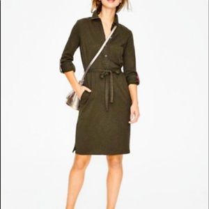 Boden Jena Jersey Belted Shirt Dress Green Sz 12